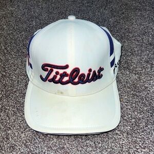 Titleist Pro V1 FJ Footjoy White Mesh Fitted Hat Size L/XL Golf A-Flex Cap